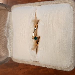 Goldtone Faux Emerald Pinky Ring